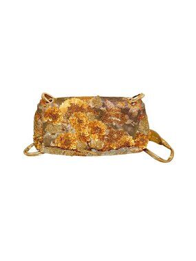 Dries Van Noten Gold Floral Jacquard Shoulder Bag